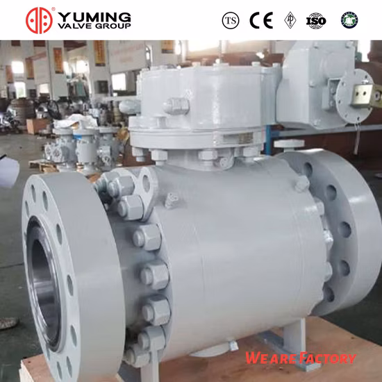 ASTM 150lb 24 Zoll Gussstahl A216 Wcb Flanschzapfen-Kugelhahn für Wasserversorgung und -entsorgung, Heizung und Luftversorgung, mit Getriebebetrieb